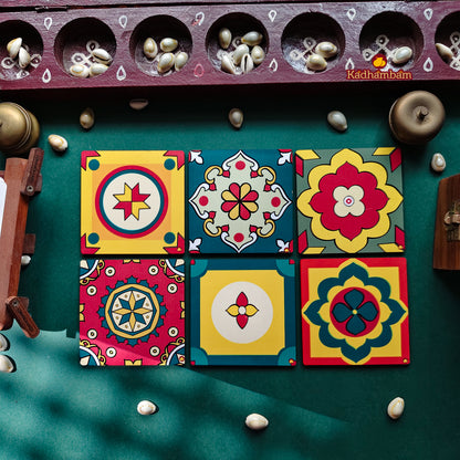 PRE BOOKING - Chettinadu - Aathangudi Tiles Collection - Coaster Pack of 6