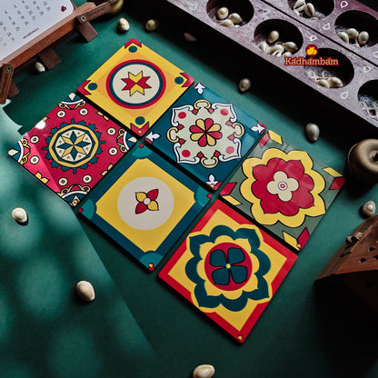 PRE BOOKING - Chettinadu - Aathangudi Tiles Collection - Coaster Pack of 6