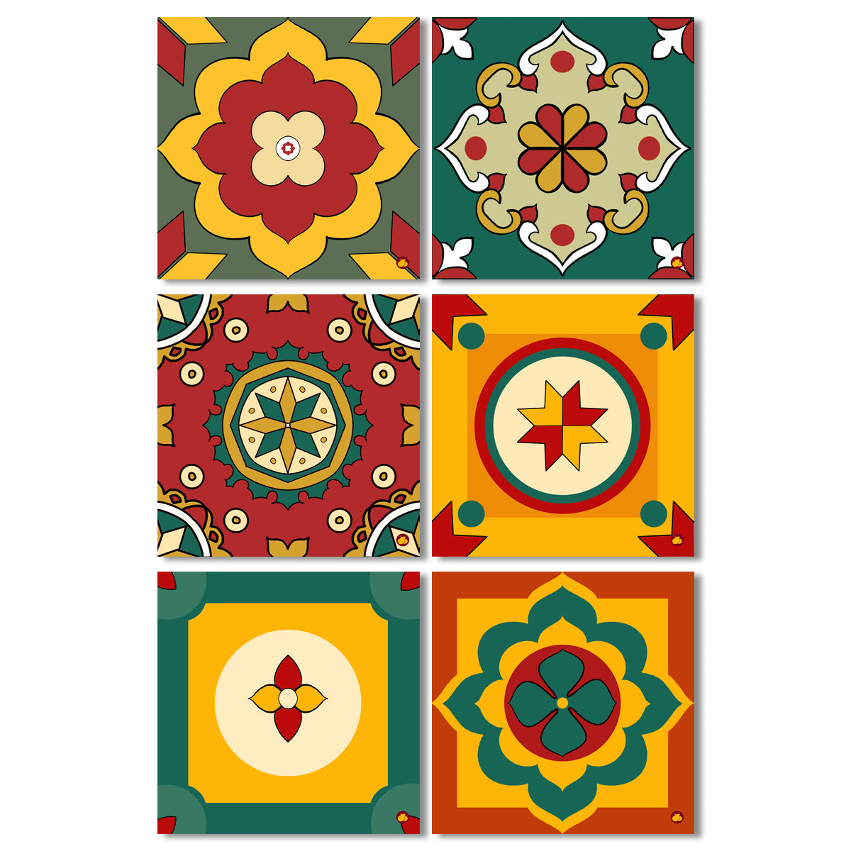 Chettinadu - Aathangudi Tiles Collection - Coaster Pack of 6