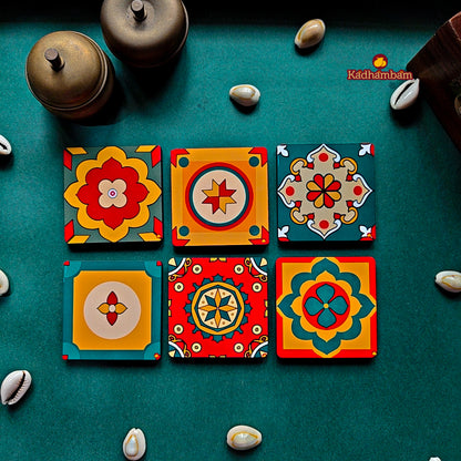 PRE BOOKING - Chettinadu Aathangudi Tiles Collection - Mini Fridge Magnets Pack of 6 pieces