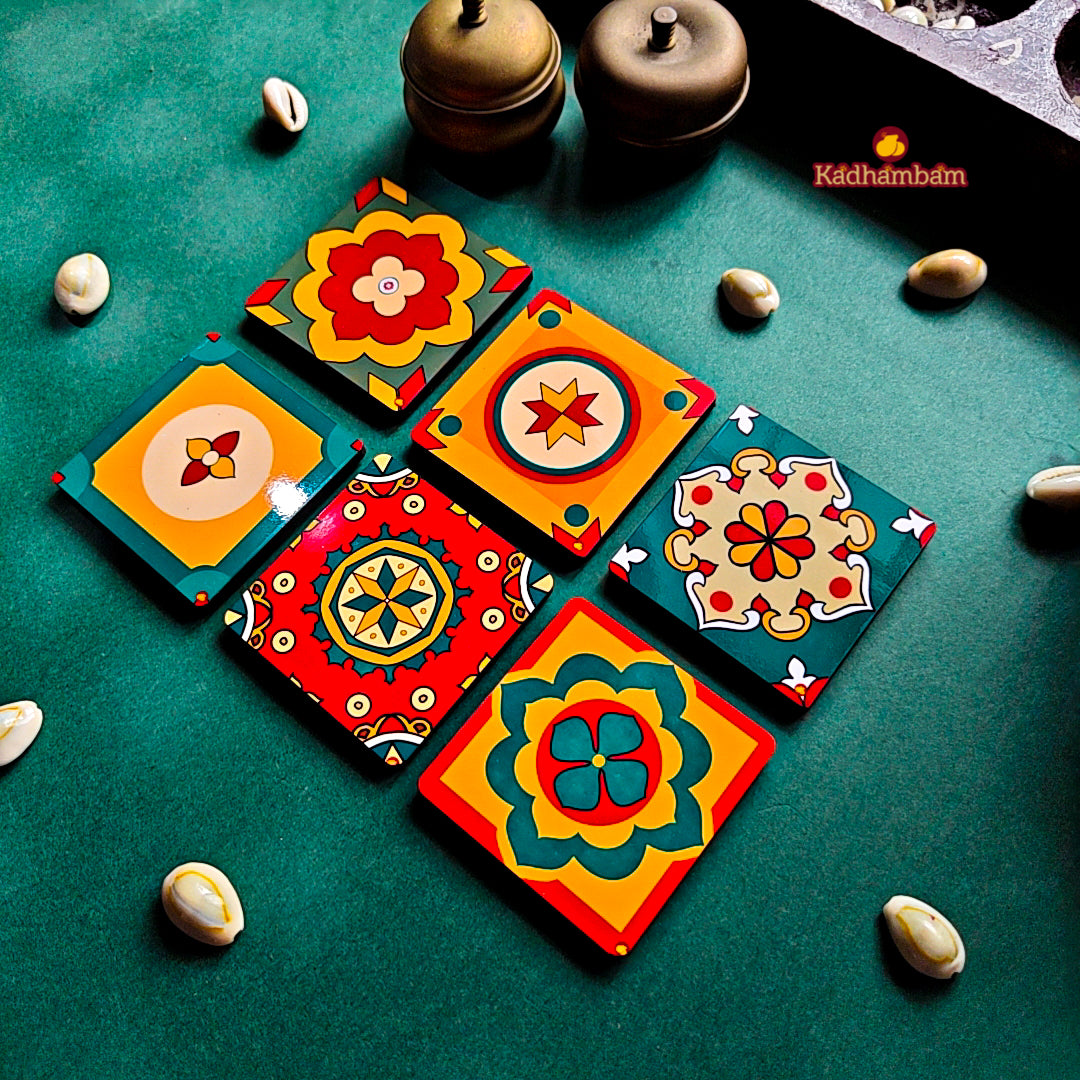 PRE BOOKING - Chettinadu Aathangudi Tiles Collection - Mini Fridge Magnets Pack of 6 pieces