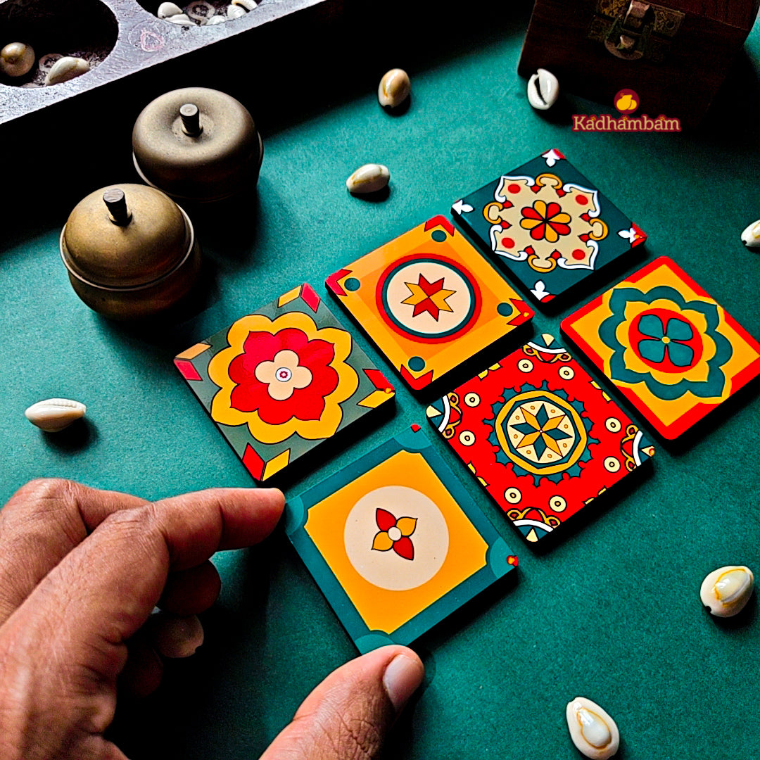 PRE BOOKING - Chettinadu Aathangudi Tiles Collection - Mini Fridge Magnets Pack of 6 pieces