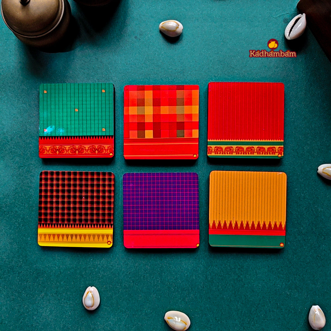 PRE BOOKING - Kanchipuram Weaves - Pattu Collection - Mini Fridge Magnets Pack of 6 pieces (Copy)