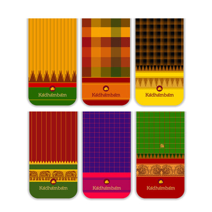 Kanchipuram Weaves - Pattu Collection Magnetic Bookmarks set Pack of 6