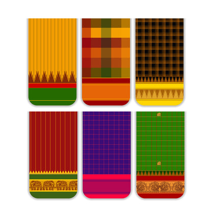 Kanchipuram Weaves - Pattu Collection Magnetic Bookmarks set Pack of 6