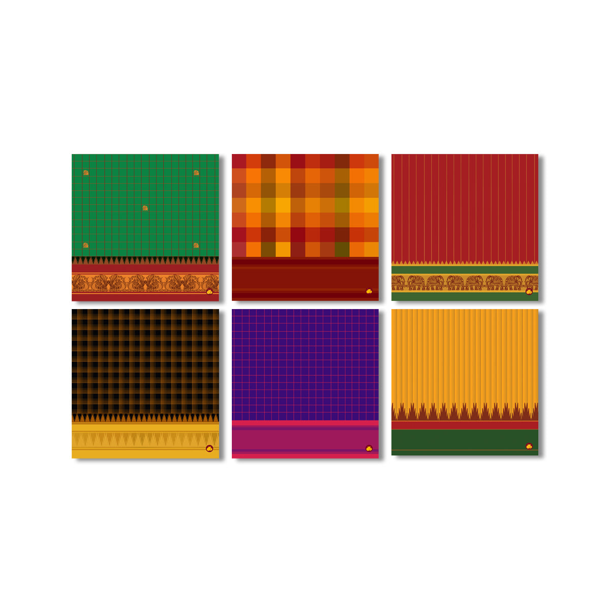 PRE BOOKING - Kanchipuram Weaves - Pattu Collection - Mini Fridge Magnets Pack of 6 pieces (Copy)