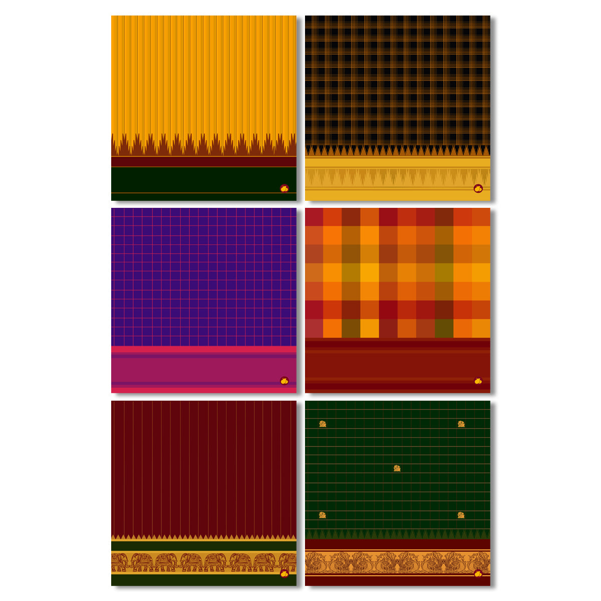 Kanchipuram Weaves - Pattu Collection - Coaster Pack of 6