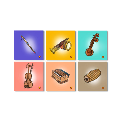 PRE BOOKING - Musical Instruments - Fridge Magnets Pack of 6 pieces