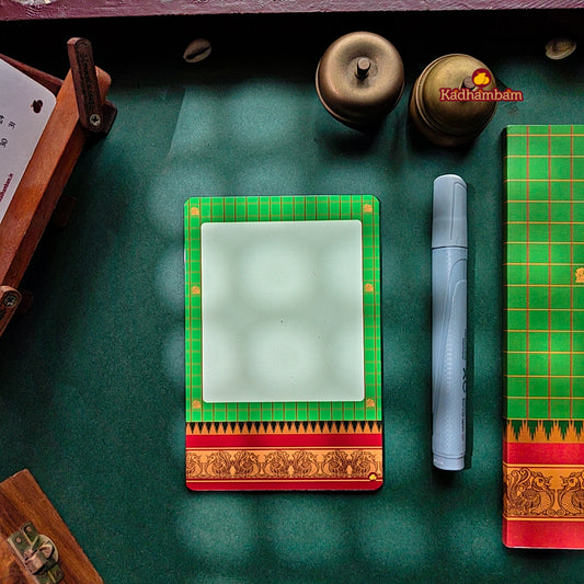 Kanchipuram Weaves - Pattu Collection(Green) A6 - Reusable Magnetic Notepad