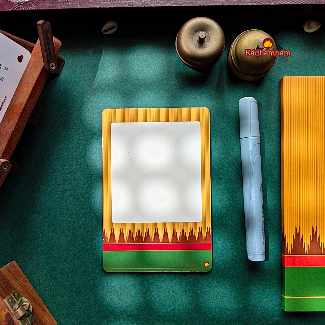 Kanchipuram Weaves - Pattu Collection(Yellow Green) A6 - Reusable Magnetic Notepad