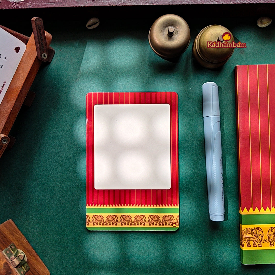 Kanchipuram Weaves - Pattu Collection( Red ) A6 - Reusable Magnetic Notepad