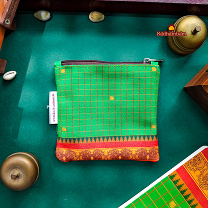 PRE BOOKING - Kanchipuram Weaves - Pattu Collection (Green) - Mini pouch