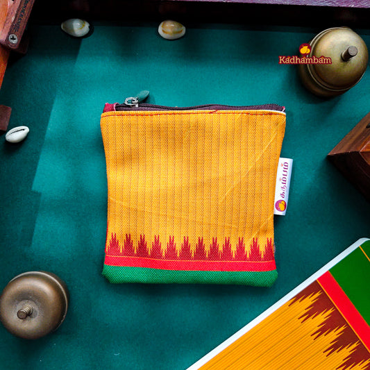 PRE BOOKING - Kanchipuram Weaves - Pattu Collection (Yellow Green) - Mini pouch