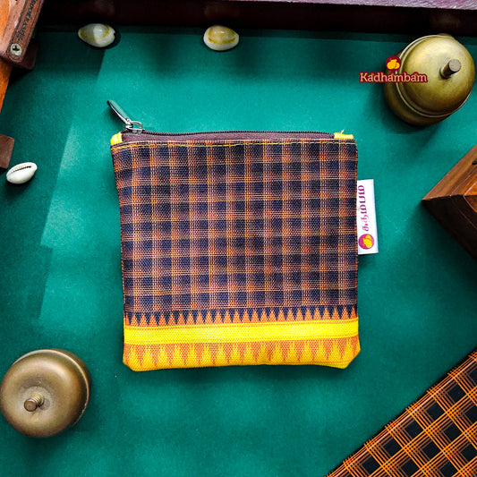PRE BOOKING - Kanchipuram Weaves - Pattu Collection (Yellow Black) - Mini pouch