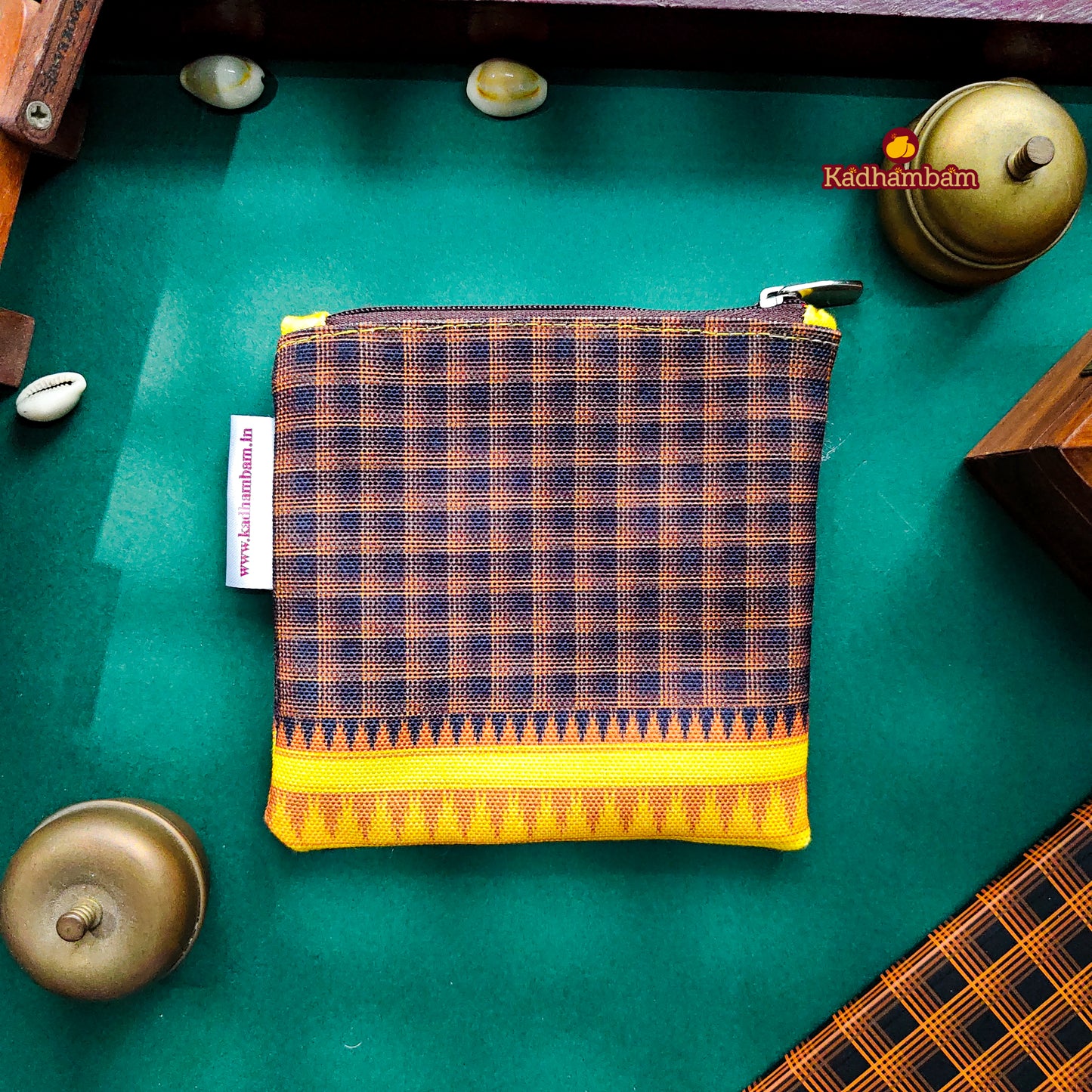 PRE BOOKING - Kanchipuram Weaves - Pattu Collection (Yellow Black) - Mini pouch