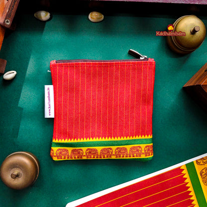 PRE BOOKING - Kanchipuram Weaves - Pattu Collection (Red) - Mini pouch
