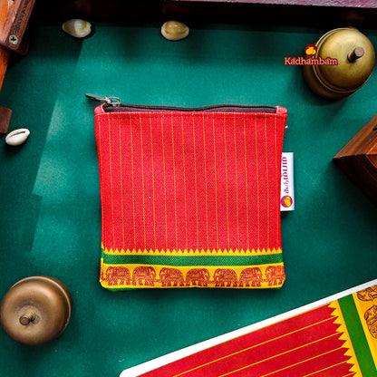 PRE BOOKING - Kanchipuram Weaves - Pattu Collection (Red) - Mini pouch