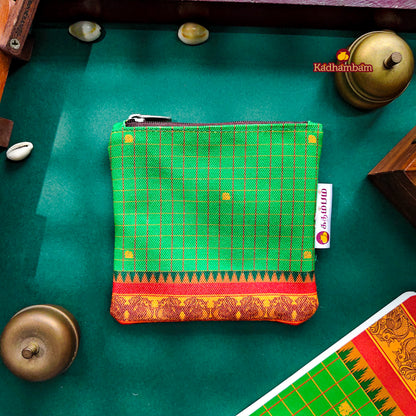 PRE BOOKING - Kanchipuram Weaves - Pattu Collection (Green) - Mini pouch