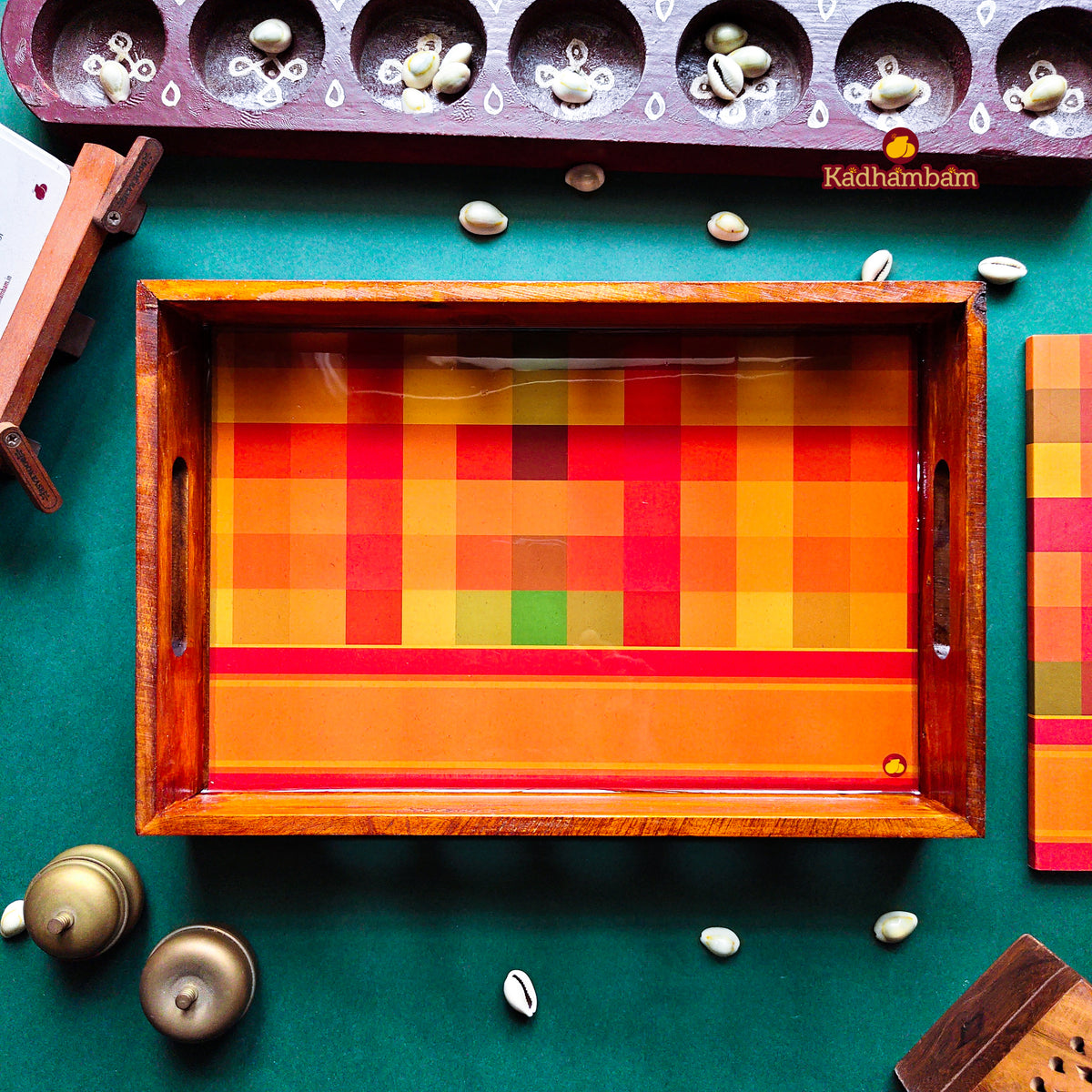 PRE BOOKING - Kanchipuram Weaves - Pattu Collection (Paalum Palamum) Wooden Tray 12x8
