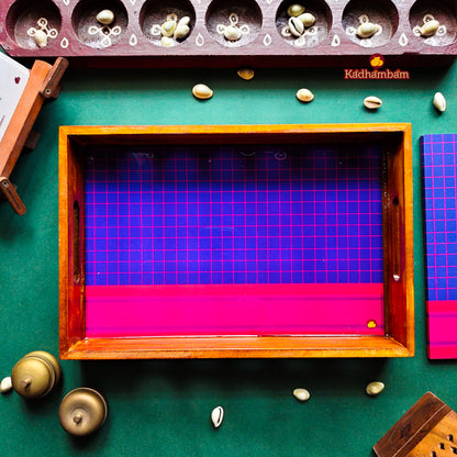 PRE BOOKING - Kanchipuram Weaves - Pattu Collection (Voilet) Wooden Tray 12x8