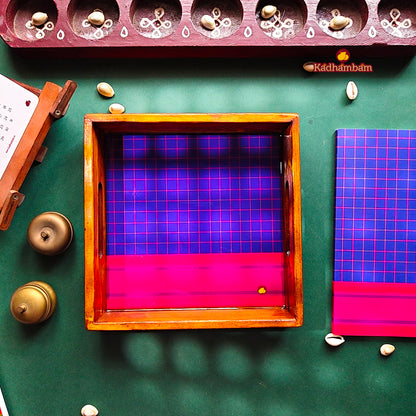 PRE BOOKING - Kanchipuram Weaves - Pattu Collection (Voilet) Wooden Tray