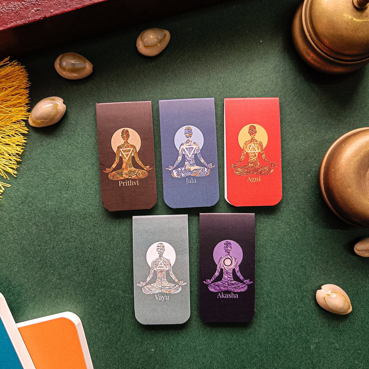 Pancha Bhoothas Magnetic Bookmarks – Pack  of 5 | Kadhambam Cultural Design | Mind–Body Balance Reading Companion