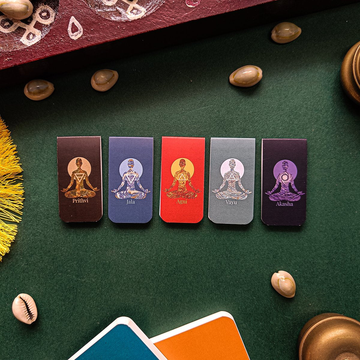 Pancha Bhoothas Magnetic Bookmarks – Pack  of 5 | Kadhambam Cultural Design | Mind–Body Balance Reading Companion